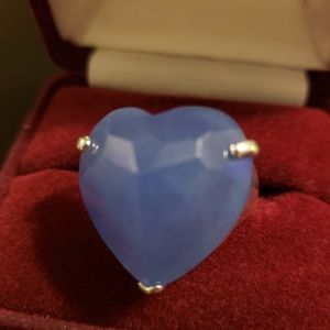 💕Blue Chalcedony Sterling Heart Ring